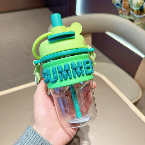 Summer Water Bottle with Sipper - Ideal for School, Office, Travel | Stylish and Durable Design for Daily (Yellow)