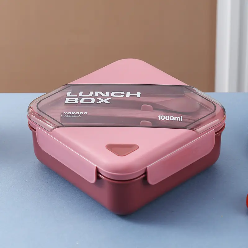 Modern Look Plastic Tiffin Lunch Box Container with 4 Side Clip Lock Lid for Office & School Use