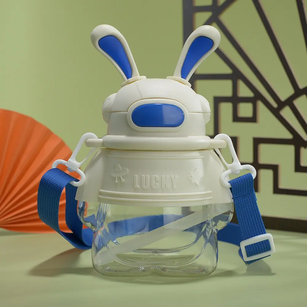 Rabbit Water Bottle | Cute Leakproof Design | BPA-Free with Nozzle, Easy Lock Lid, Matching Strap | Ideal for School, Travel, Picnic, Daily Use