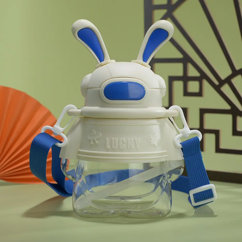 Rabbit Water Bottle | Cute Leakproof Design | BPA-Free with Nozzle, Easy Lock Lid, Matching Strap | Ideal for School, Travel, Picnic, Daily Use