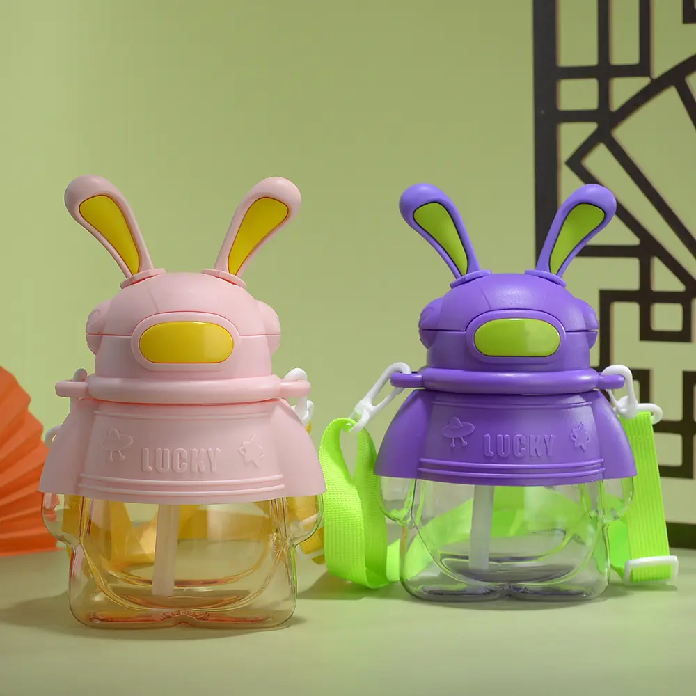 Rabbit Water Bottle | Cute Leakproof Design | BPA-Free with Nozzle, Easy Lock Lid, Matching Strap | Ideal for School, Travel, Picnic, Daily Use