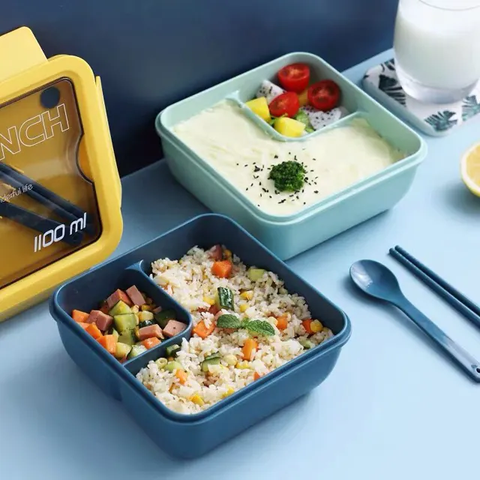 Classy Leakproof Lunch Box with 2 Compartment Design and Cutlery Set for Adults, Kids
