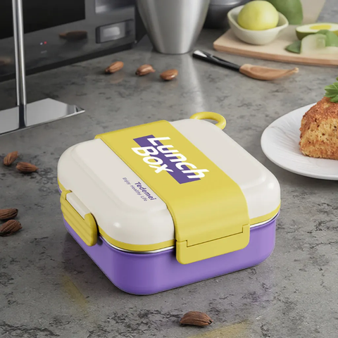 Stainless Steel Lunch Box with 3 Compartment Inner Steel, 1 Small Container,1 Spoon/Fork- Leakproof BPA Free Heating & Water Insulation Design