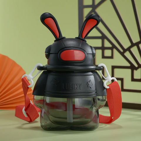 Rabbit Water Bottle | Cute Leakproof Design | BPA-Free with Nozzle, Easy Lock Lid, Matching Strap | Ideal for School, Travel, Picnic, Daily Use