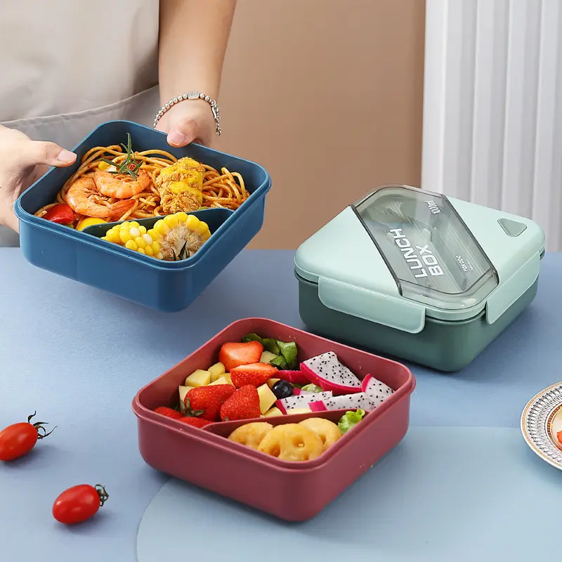 Modern Look Plastic Tiffin Lunch Box Container with 4 Side Clip Lock Lid for Office & School Use