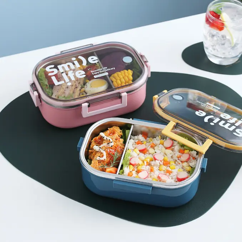 Lunch Box with Stainless Steel Interior and Vacuum Insulated Leak-Proof Lid – BPA-Free Material for Hot and Cold Meals – Ideal for School,Office,Travel and Picnics