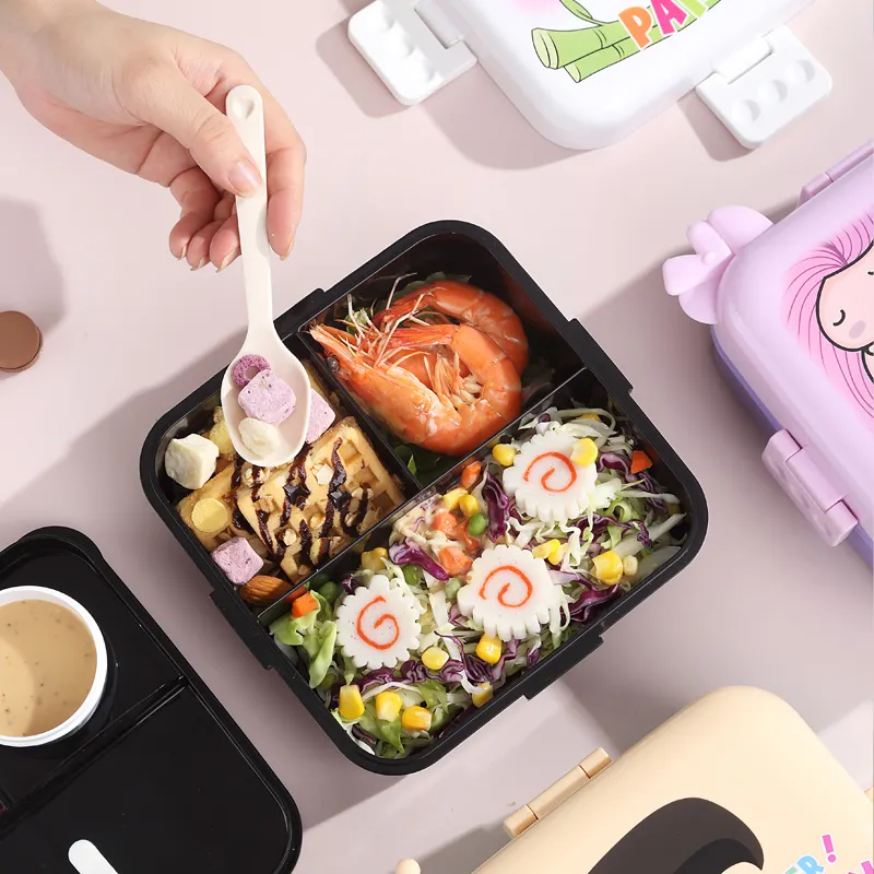 Panda Lunch Box 2 Layer Lunch Box Comes with 1 Small Container & 1 Spoon| Ideal for School, Picnic, Office & Outdoor