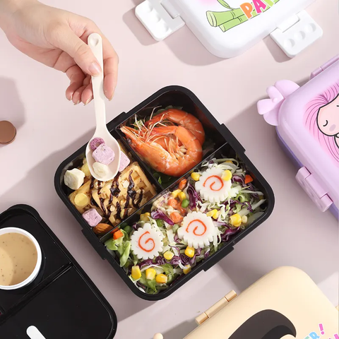 Panda Lunch Box 2 Layer Lunch Box Comes with 1 Small Container & 1 Spoon| Ideal for School, Picnic, Office & Outdoor