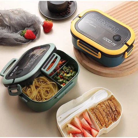 Stylish Design Lunch Box - Bento Box with Utensils Leakproof Food Storage Container for School, Work,Office