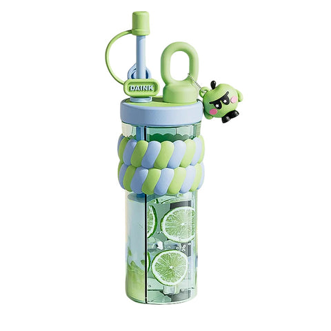 Cute Transparent Sipper Water Bottle – Leakproof,BPA-Free Bottle with Straw and Flip Lid – Bottle for School Office Travel Gym – Stylish Daily Hydration Companion (Yellow)