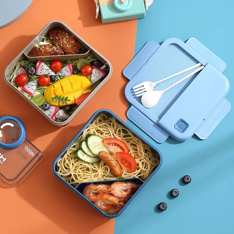 Camera Style Bento Lunch Box with Dual Compartments for Office School Travel with Spoon Fork Set – Trendy Compact Design for Adults, Kids