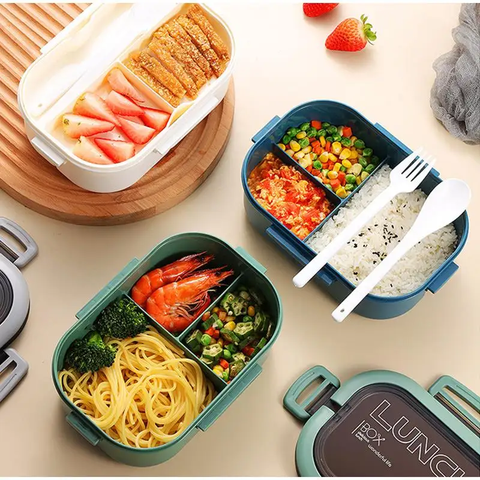 Stylish Design Lunch Box - Bento Box with Utensils Leakproof Food Storage Container for School, Work,Office