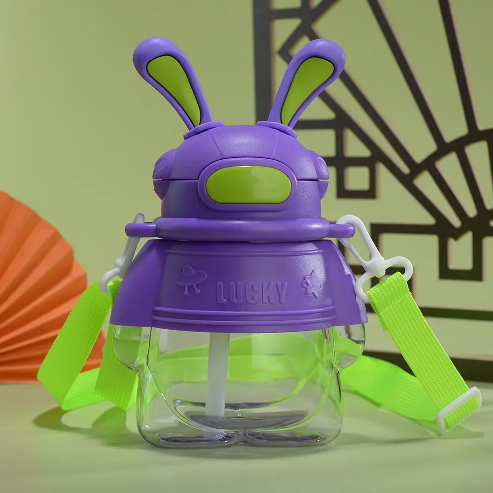 Rabbit Water Bottle | Cute Leakproof Design | BPA-Free with Nozzle, Easy Lock Lid, Matching Strap | Ideal for School, Travel, Picnic, Daily Use