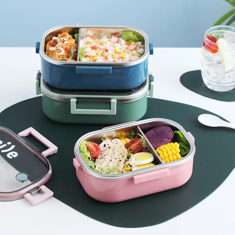 Lunch Box with Stainless Steel Interior and Vacuum Insulated Leak-Proof Lid – BPA-Free Material for Hot and Cold Meals – Ideal for School,Office,Travel and Picnics