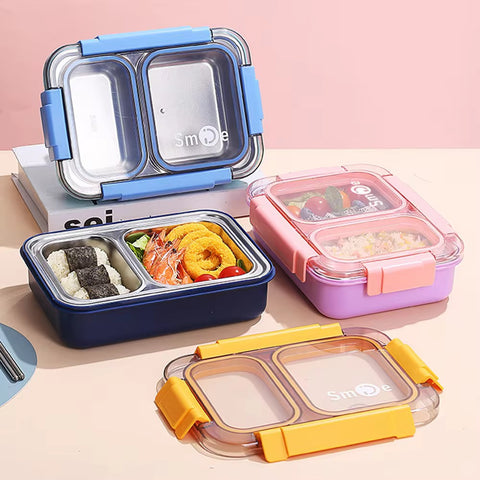 PU Insulated Lunch Box | Inner Stainless Steel Compartment | & | Leakproof Plastic Lunch Box Compartments Stylish Food Container with Secure Lid