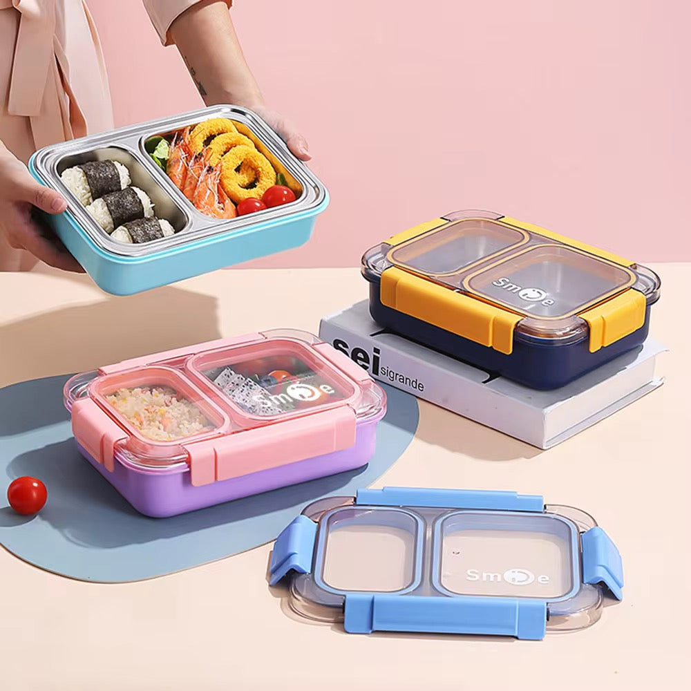 PU Insulated Lunch Box | Inner Stainless Steel Compartment | & | Leakproof Plastic Lunch Box Compartments Stylish Food Container with Secure Lid