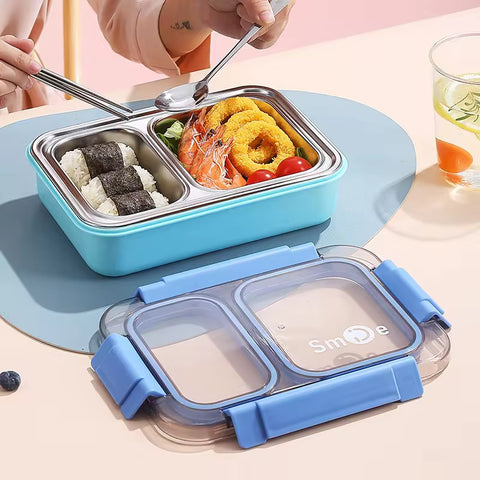 PU Insulated Lunch Box | Inner Stainless Steel Compartment | & | Leakproof Plastic Lunch Box Compartments Stylish Food Container with Secure Lid