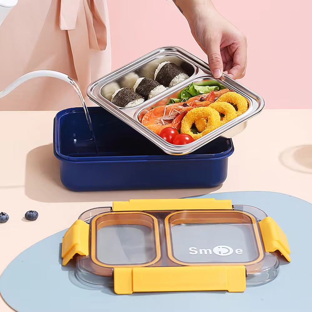 PU Insulated Lunch Box | Inner Stainless Steel Compartment | & | Leakproof Plastic Lunch Box Compartments Stylish Food Container with Secure Lid