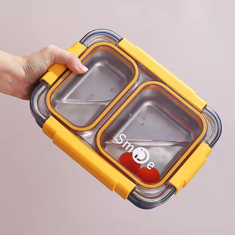 PU Insulated Lunch Box | Inner Stainless Steel Compartment | & | Leakproof Plastic Lunch Box Compartments Stylish Food Container with Secure Lid