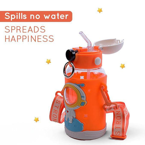 Space Theme Vibrant Kids Bottle - Cute Design with Handle | Stylish & Attractive | Perfect for School and Travel (Pink)