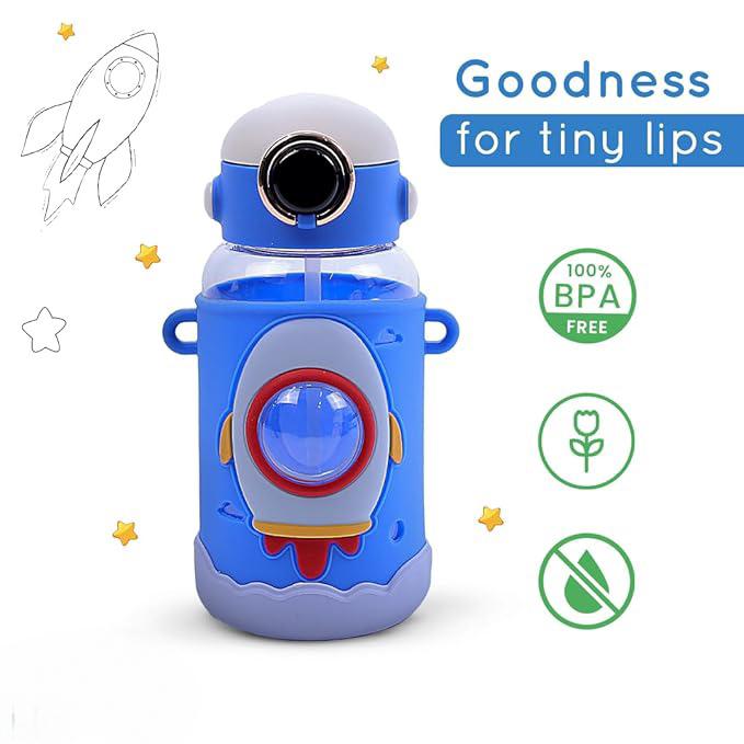 Space Theme Vibrant Kids Bottle - Cute Design with Handle | Stylish & Attractive | Perfect for School and Travel (Pink)