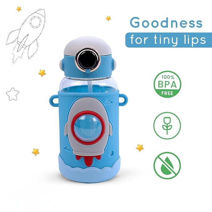 Space Theme Vibrant Kids Bottle - Cute Design with Handle | Stylish & Attractive | Perfect for School and Travel (Pink)