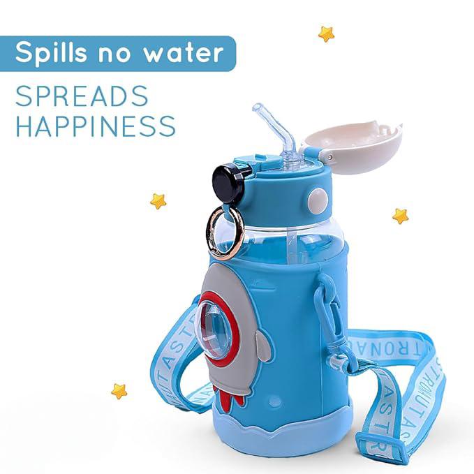 Space Theme Vibrant Kids Bottle - Cute Design with Handle | Stylish & Attractive | Perfect for School and Travel (Pink)