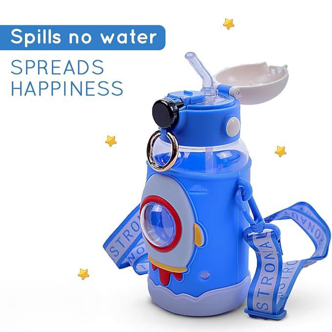 Space Theme Vibrant Kids Bottle - Cute Design with Handle | Stylish & Attractive | Perfect for School and Travel (Pink)