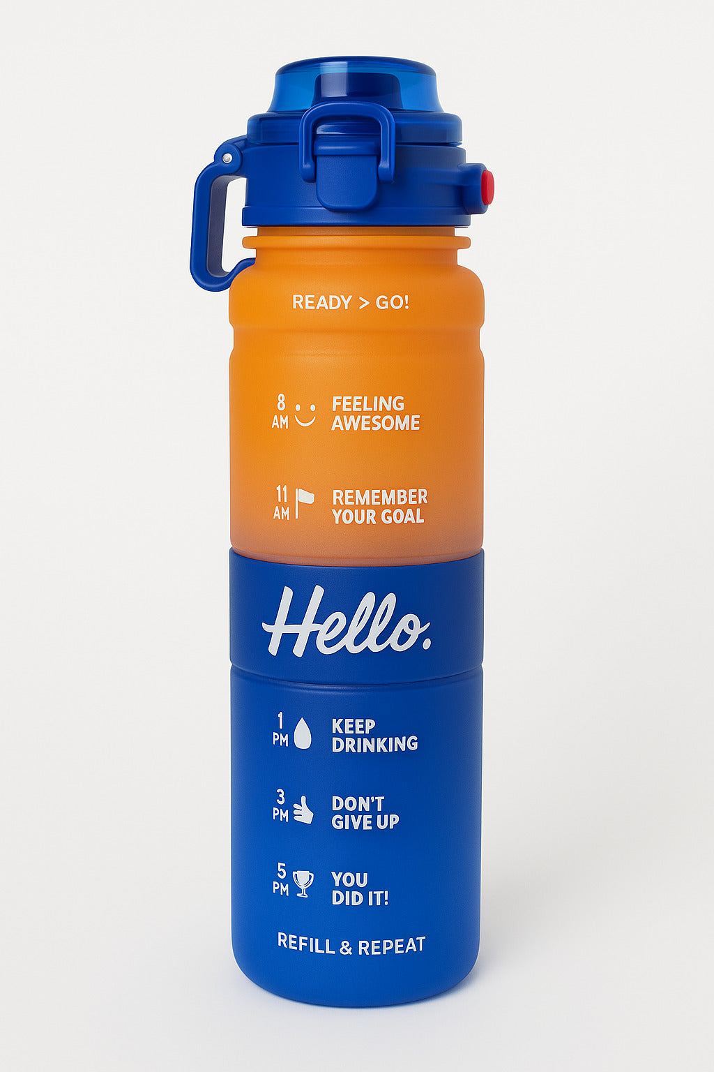 Motivational Time Marker Sipper Water Bottle with Straw and Adjustable Strap - Large Capacity Bottle for Daily Hydration, Gym,School,Office,Travel with Flip Lid (White)