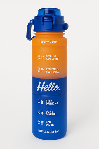 Motivational Time Marker Sipper Water Bottle with Straw and Adjustable Strap - Large Capacity Bottle for Daily Hydration, Gym,School,Office,Travel with Flip Lid (White)