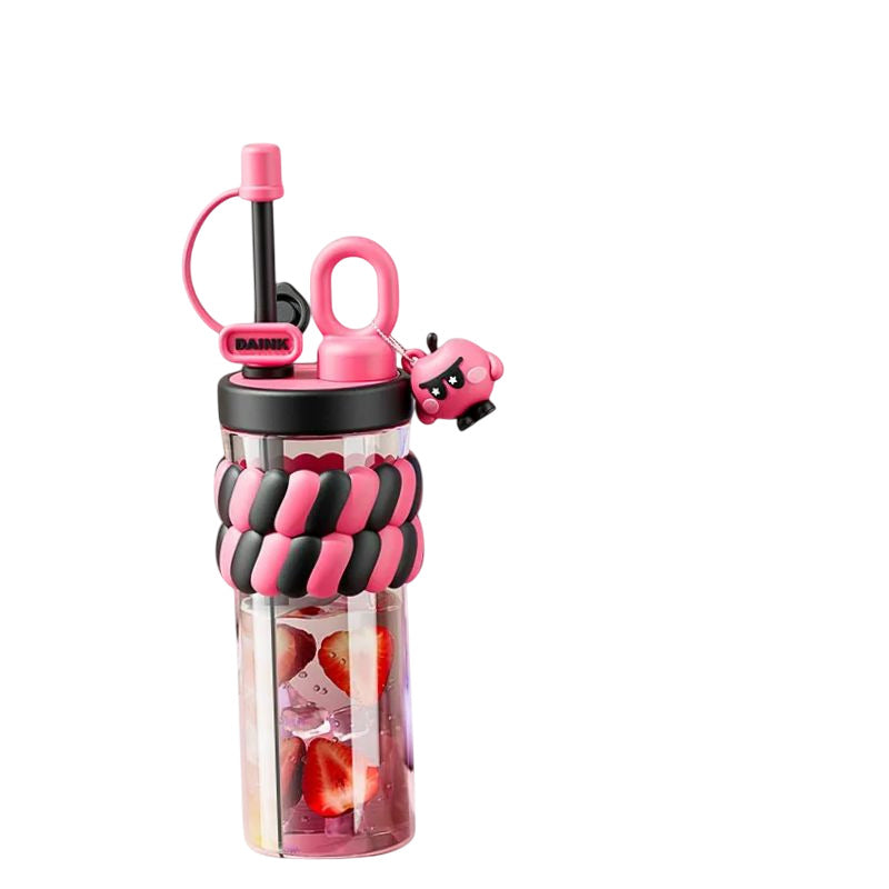 Cute Transparent Sipper Water Bottle – Leakproof,BPA-Free Bottle with Straw and Flip Lid – Bottle for School Office Travel Gym – Stylish Daily Hydration Companion (Yellow)