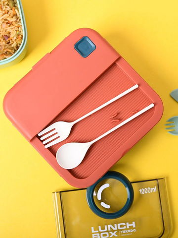 Camera Style Bento Lunch Box with Dual Compartments for Office School Travel with Spoon Fork Set – Trendy Compact Design for Adults, Kids
