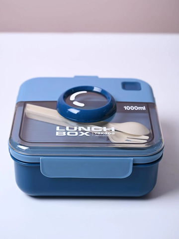 Camera Style Bento Lunch Box with Dual Compartments for Office School Travel with Spoon Fork Set – Trendy Compact Design for Adults, Kids