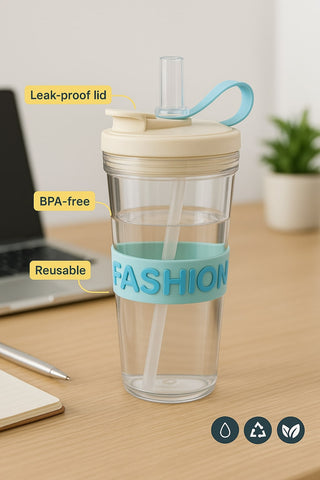 Fashion Water Bottle - Leak Proof,Non-Toxic Transparent Water Bottle For Office, Gym, School, College, Home (Purple)