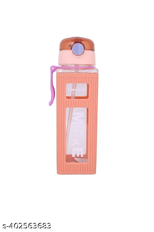 Kawaii Water Bottle with Straw -Square Design, Plastic Portable Leakproof Sport Bottle for Girls,Boys |Aesthetic for School,Gym, Picnic, Travel, Daily Hydration