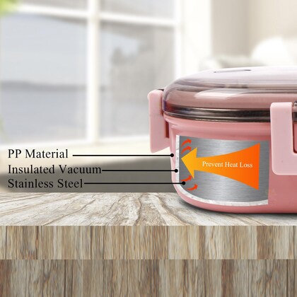 Lunch Box with Stainless Steel Interior and Vacuum Insulated Leak-Proof Lid – BPA-Free Material for Hot and Cold Meals – Ideal for School,Office,Travel and Picnics