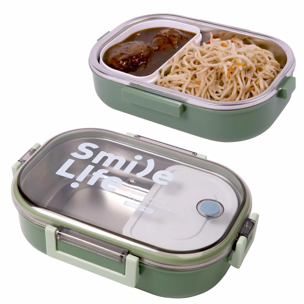 Lunch Box with Stainless Steel Interior and Vacuum Insulated Leak-Proof Lid – BPA-Free Material for Hot and Cold Meals – Ideal for School,Office,Travel and Picnics