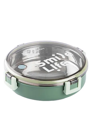 Round Stainless Steel Thermal Food Lunch Box - Container with Leak-Proof Locking Lid – Portable Bento for School,Office,Travel